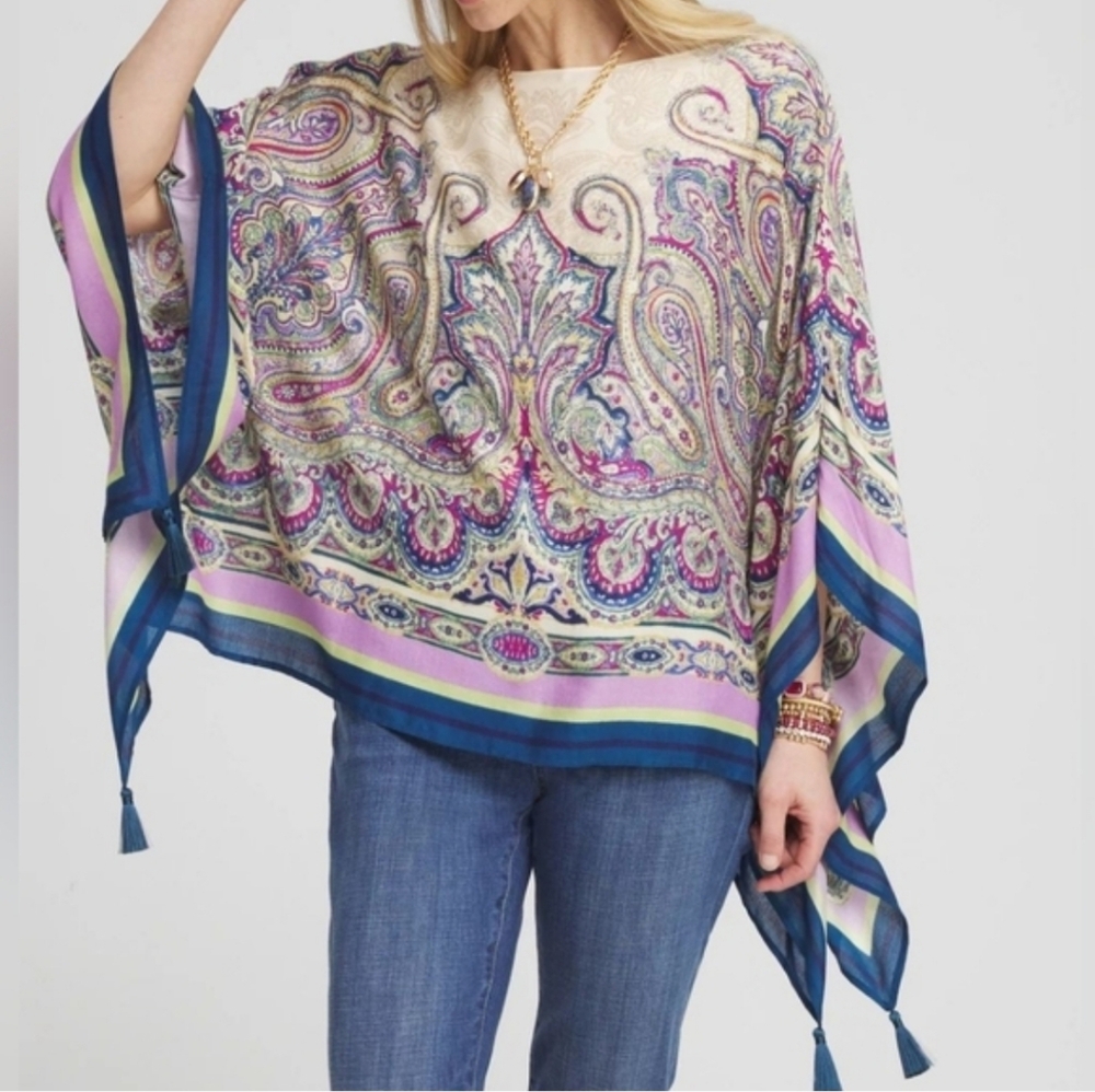 Chico's Elegant Paisley Scarf Lavender Skies Small/Medium NWT